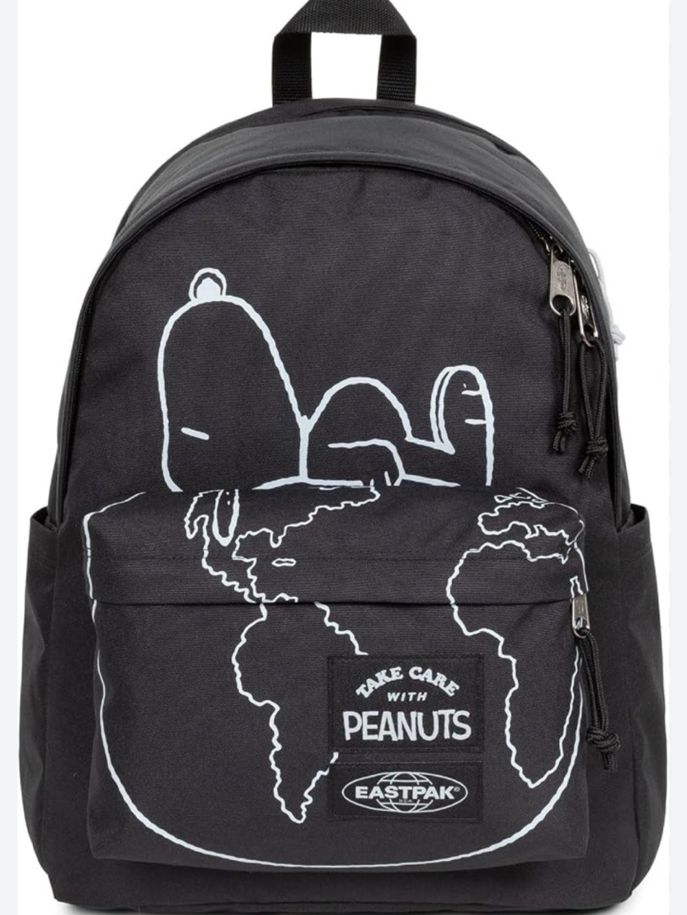 Eastpak Black Backpack with White Peanuts Graphic